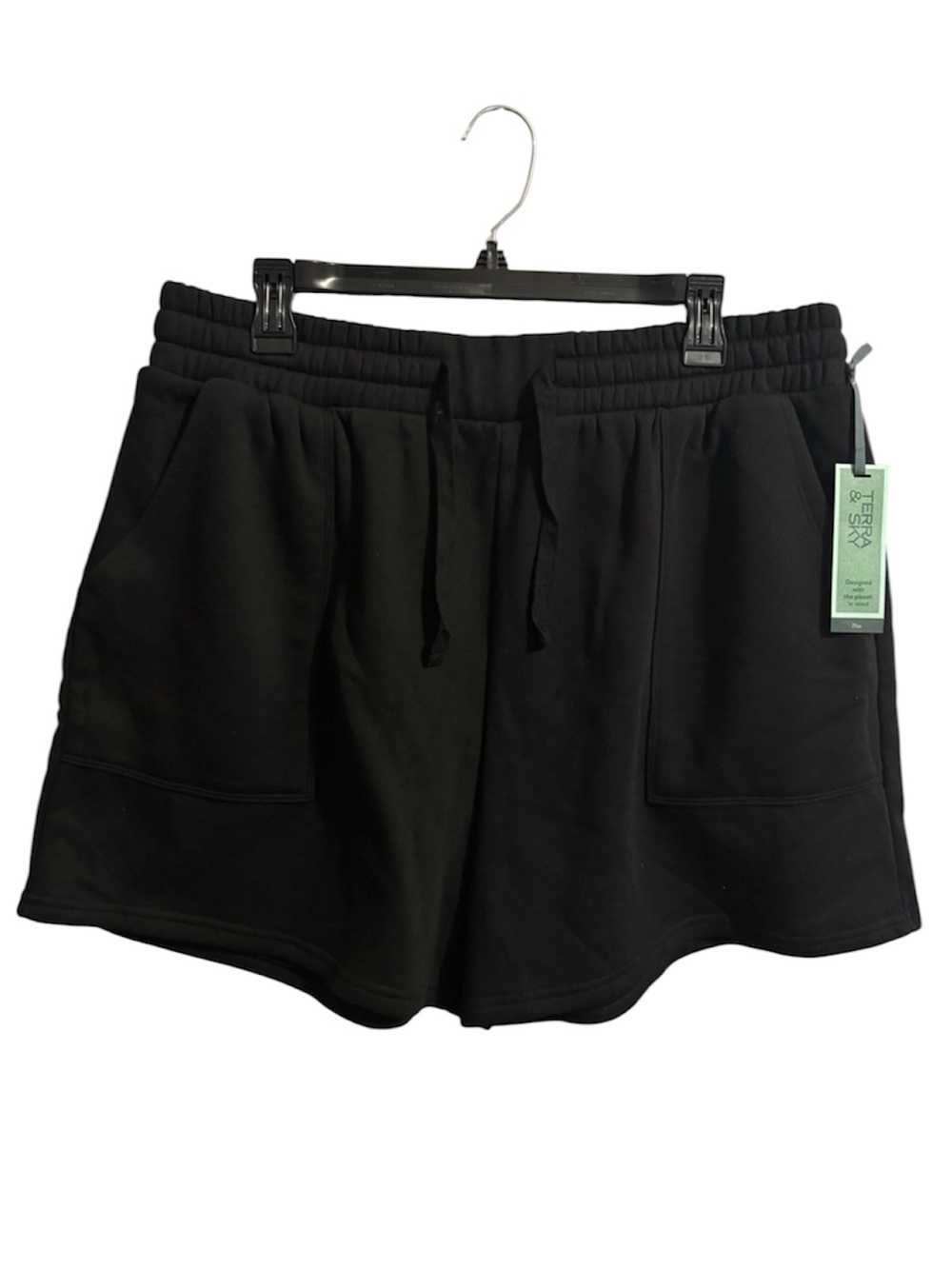 Terra & Sky Black Athletic Drawstring Shorts